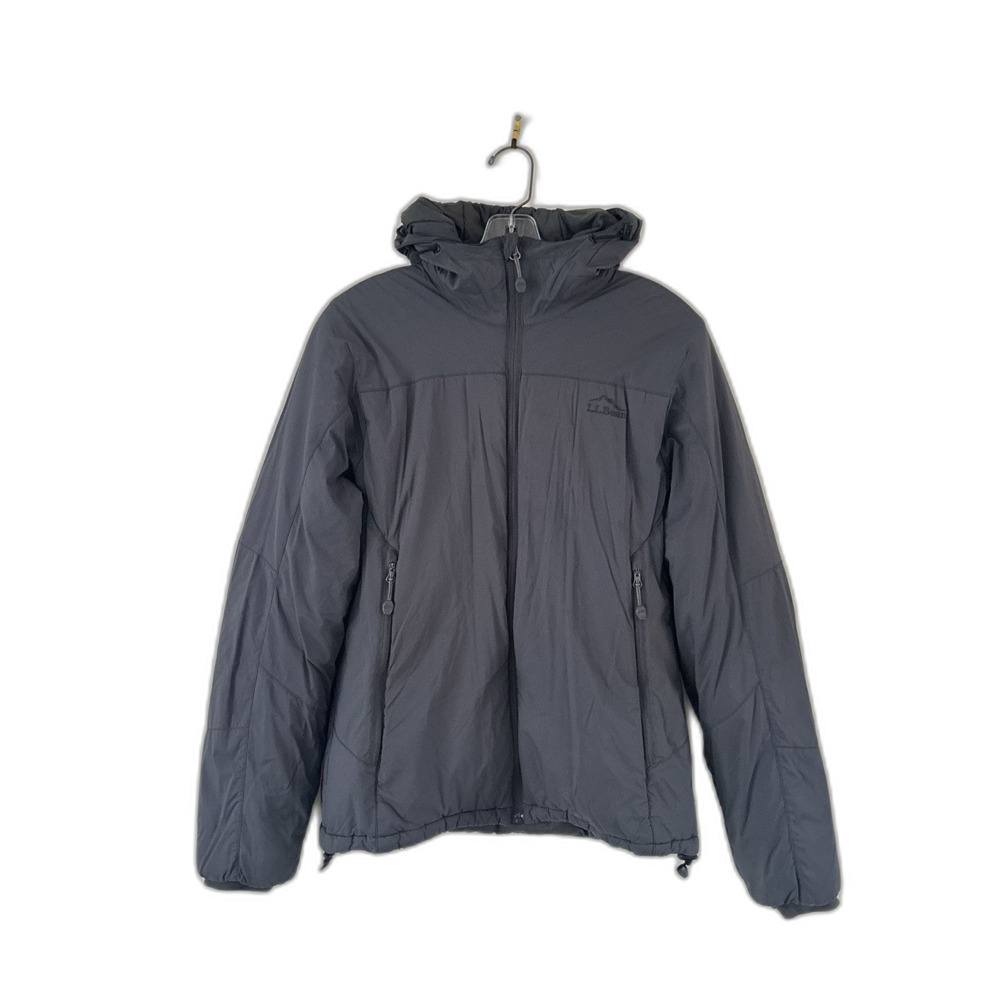 LL Bean Jacket Mens S Grey Cloudlight Stretch Primaloft Hood Outdoor Hiking Camp